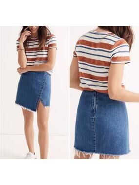 Madewell Denim Faux Wrap Mini Skirt Sz 6